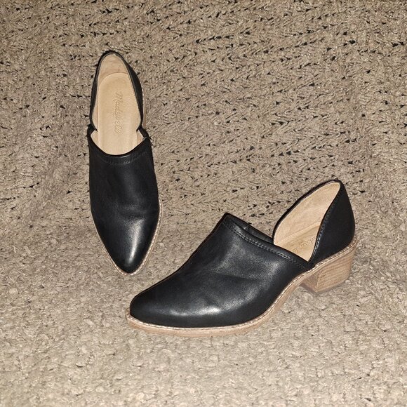 MADEWELL-The Brady-Black Leather d'Orsay Style Booties-Sz 6.5-Excellent - Picture 1 of 8